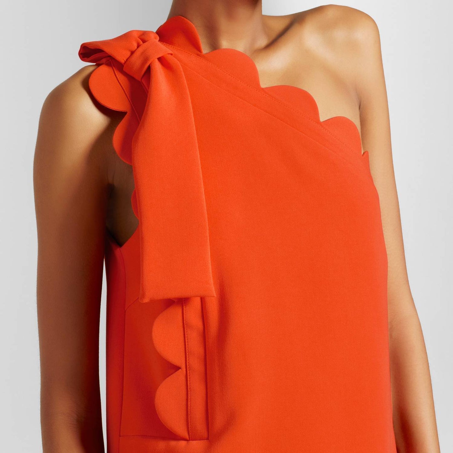 Victoria Beckham Target Orange Scallop One Shoulder Dress XL Ruffle Bow