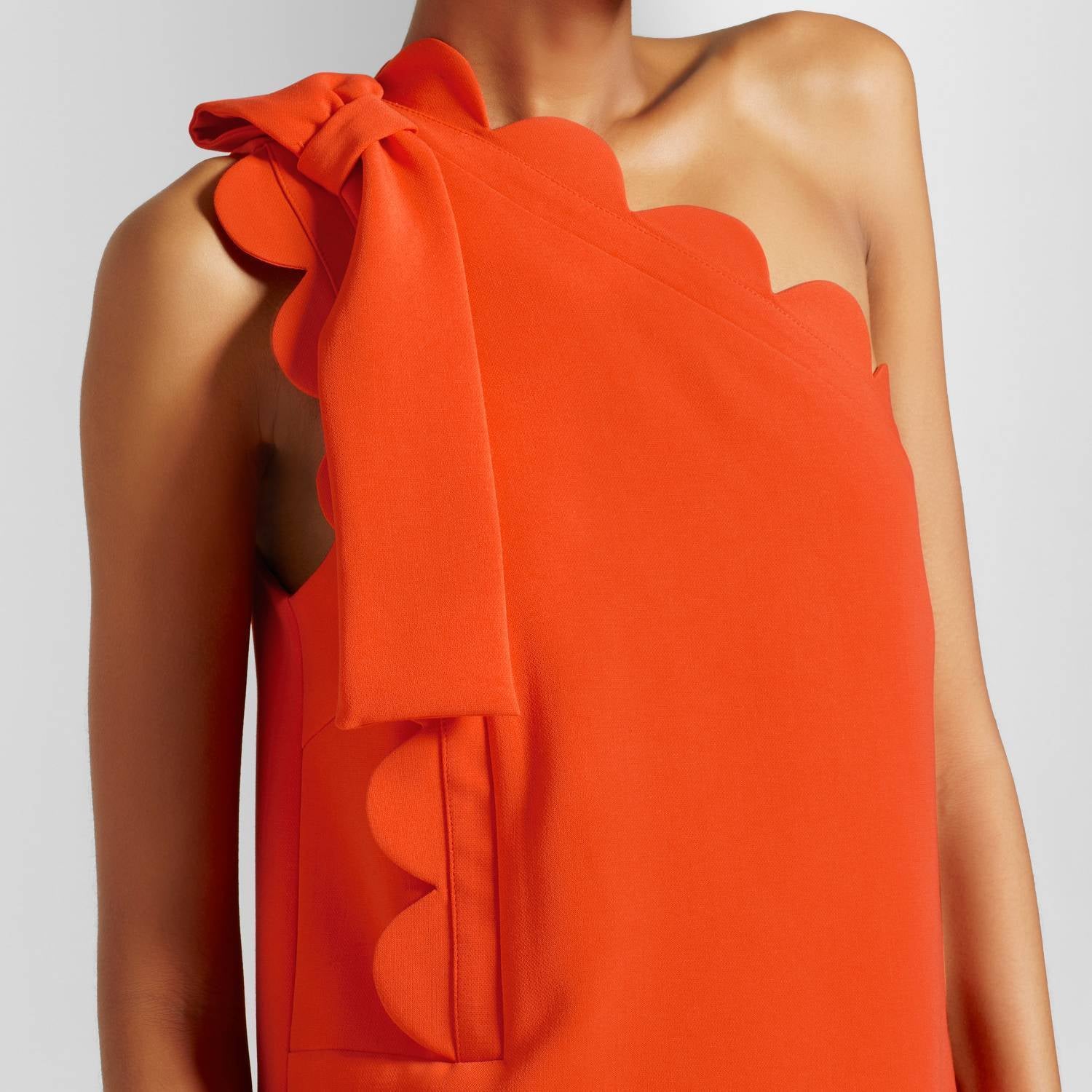 Victoria Beckham Target Orange Scallop One Shoulder Dress XL Ruffle Bow
