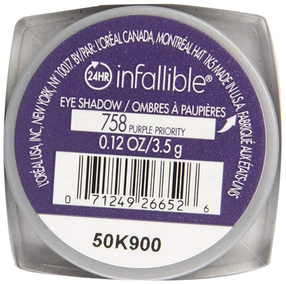 L'Oréal Paris Infallible 24HR Shadow, Purple Priority, 0.12 Oz.