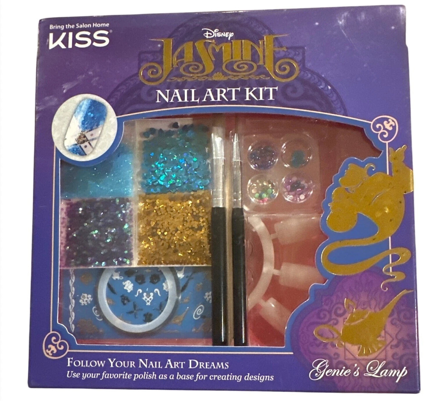 Kiss USA Disney Jasmine Nail Art Kit GENIE'S LAMP Follow Your Nail Art Dreams