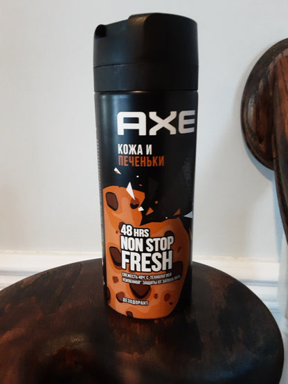 Twin pack AXE BODY SPRAY LEATHER COOKIES  48 HOURS FRESH  150 ML