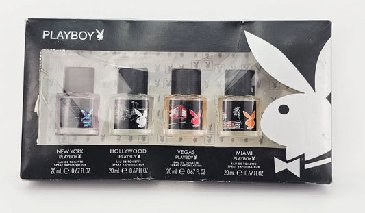 Playboy New York Hollywood Vegas Miami Eau De Toilette Spray 0.67Oz 4Pc Gift Set