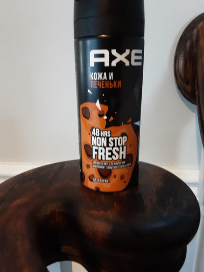 Twin pack AXE BODY SPRAY LEATHER COOKIES  48 HOURS FRESH  150 ML