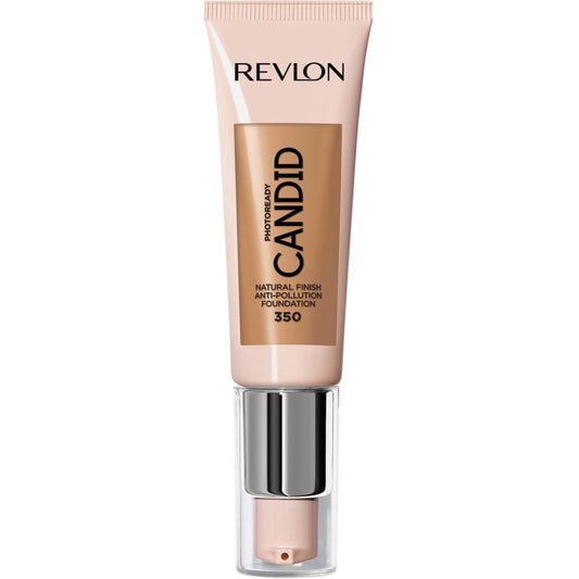 Revlon Photoready Candid Natural Finish Foundation, 350 Natural Tan with Anti-Pollution, Antioxidant, Anti-Blue Light Ingredients, 350 Natural Tan, 0.75 Fl. Oz.